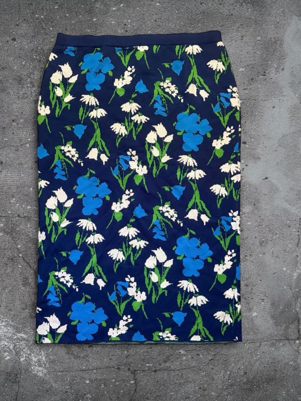 Kate Spade x Target XL Blue Floral Knit Pencil Skirt Garden Preppy
